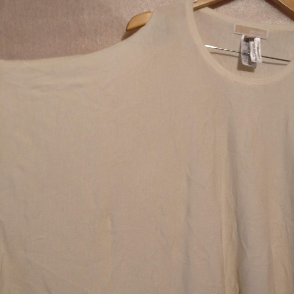 Designer MICHEAL KORS Cream CASHMERE+SILK Cape Pullover Sweater S - Picture 2 of 8